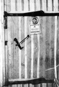 The wooden door supposedly in place before the alteration to an air raid shelter, photo courtesy of the Rudolf Report